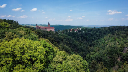Szlak turystyczny, Książ, okolice Wałbrzycha , Polska piękny krajobraz.