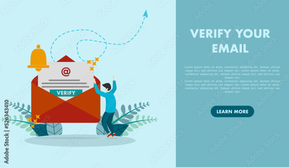 Poster email verification concept. get incoming email. send and receive verification emails. can be used fo