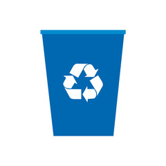 Recycling garbage separation collection and recycled isolated on white background.Trash in garbage cans with sorted garbage vector icons. 