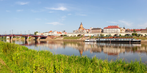 Gorzów Wielkopolski town city panorama at river Warta in Poland - obrazy, fototapety, plakaty