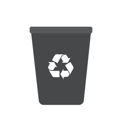 Recycling garbage separation collection and recycled isolated on white background.Trash in garbage cans with sorted garbage vector icons. 