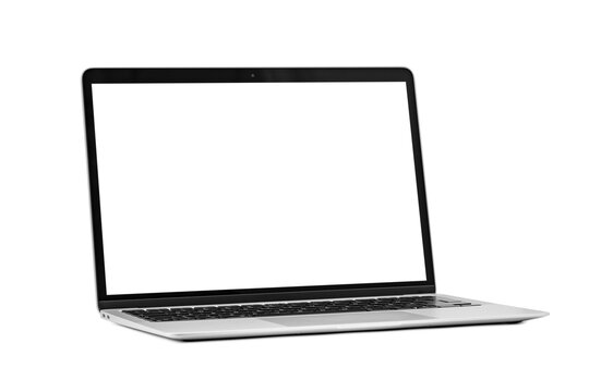 modern laptop computer on the tabl on the white background