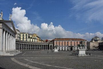 Fototapeta na wymiar View of the square called Plebiscito in Naples, the capital of the Campania region, Italy.