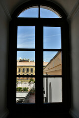 Fototapeta premium A window of the church of Santa Maria la Nova, now a museum, in Naples, Italy.