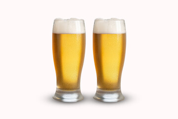 tow  glass of beer isolated on white