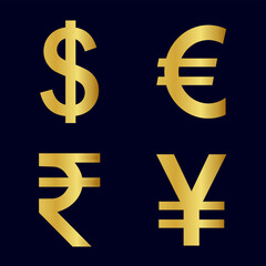 Fototapeta premium golden currency symbol on the dark background