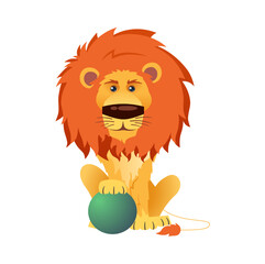 Illustration of a lion with a ball