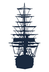 Silhouette of an old sailing ship