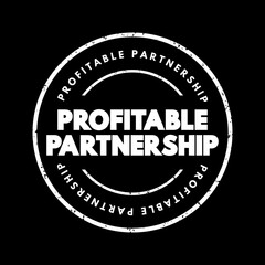 Profitable Partnership text stamp, concept background
