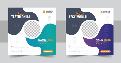Customer feedback testimonial social media post or web banner layout, Modern and luxury client testimonial social media post design