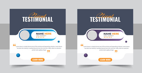 Customer feedback testimonial social media post or web banner template