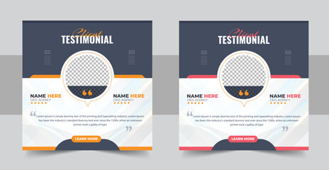 Customer feedback review or testimonial social media post or web banner template - obrazy, fototapety, plakaty