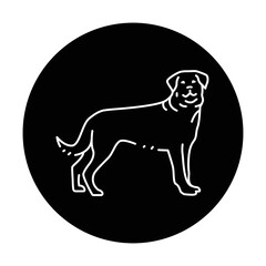 Rottweiler color line icon. Dog breed.
