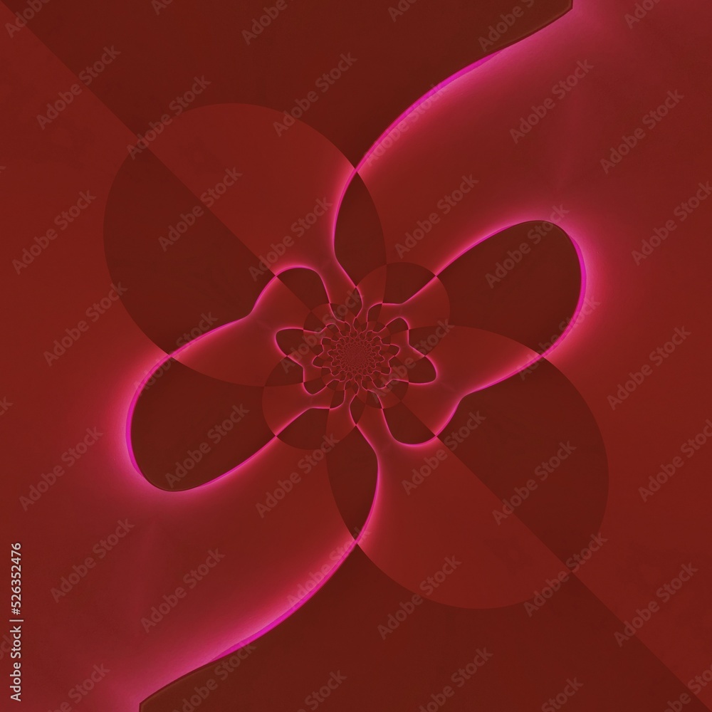Poster creative pattern and design inspired by curved vivid neon pink shape with glowing edges