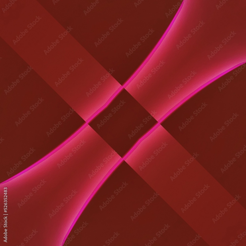 Poster creative pattern and design inspired by curved vivid neon pink shape with glowing edges