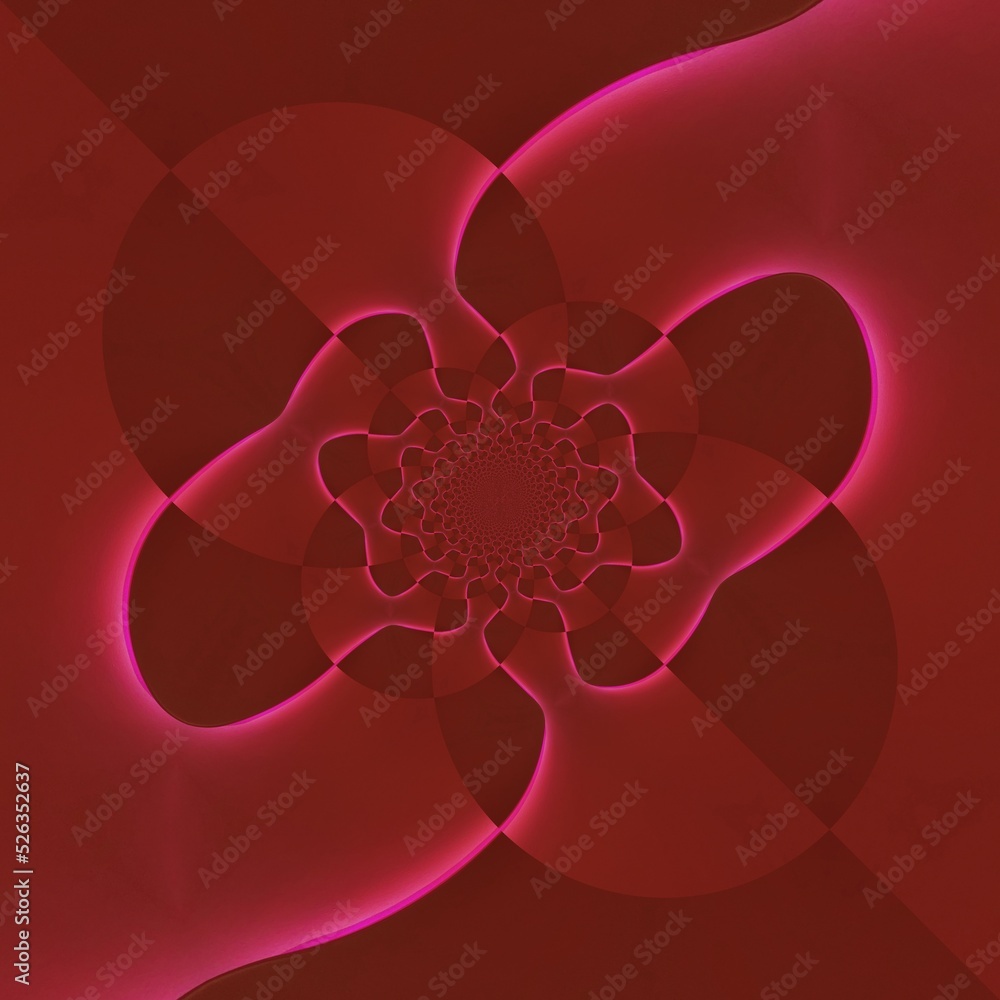 Poster creative pattern and design inspired by curved vivid neon pink shape with glowing edges