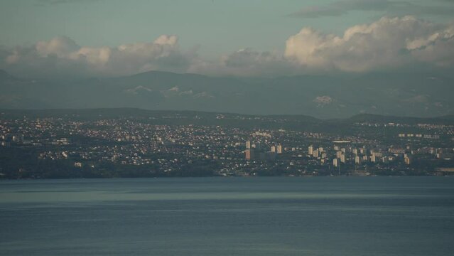Kvarner Bay across to Rijeka from Lovran, Kvarner Bay