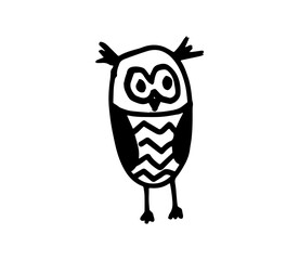 Vector graphic of Hand drawn owl isolated on white background.