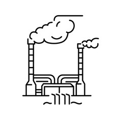 Geothermal factory color line icon.  Pictogram for web page