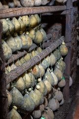 Caciocavallo podolico Italian cheese from Basilicata, close up