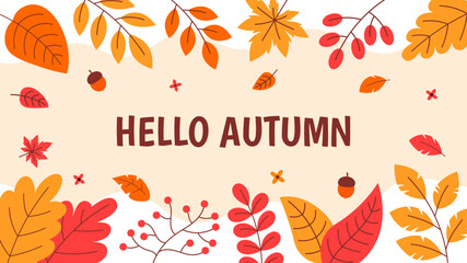 Flat Autumn Season Leaves Background for Wallpaper or Presentation