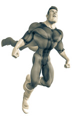 mega power super hero cartoon in a white background