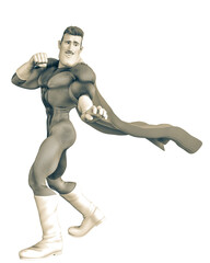 mega power super hero cartoon in a white background