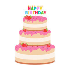 Happy birthday, party birthday, cake box,fruit Cake,Chocolate Cake,Celebration Party birthday candles set isolated flat vector graphic design illustration And icon elements