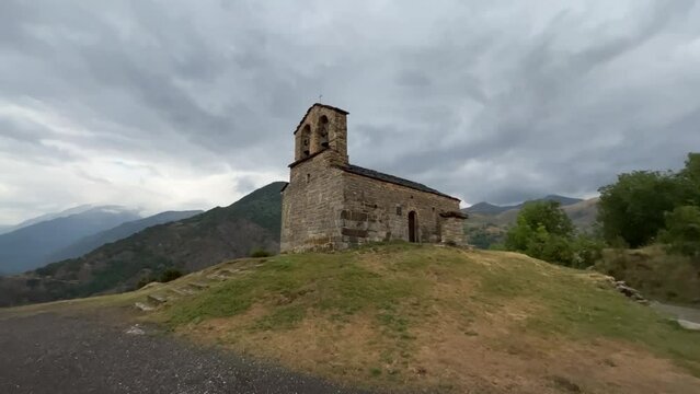 Romanesque hermitage of Sant Quirc de Durro, Vall de Boi. Catalonia, Spain. UNESCO World Heritage Site