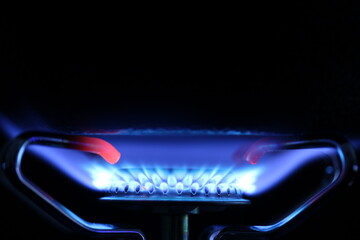 the blue flame from a gas stove