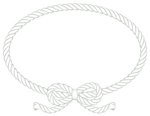 コンパクトでシンプルな楕円のリボン付きロープのフレーム（白いロープ）
