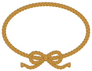 コンパクトでシンプルな楕円のリボン付きロープのフレーム（茶色いロープ）