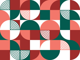 elegant red and green geometric colorful mosaic vector background on white color