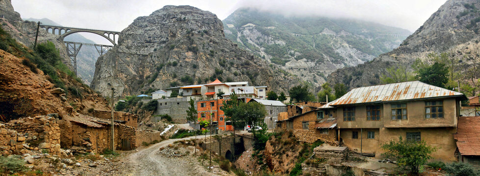 Veresk bridge Savadkooh Mazandaran Iran Panorama