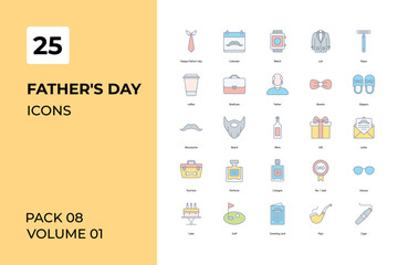 Father's Day icons collection. Set contains such Icons as Best dad vector, dad crown more 