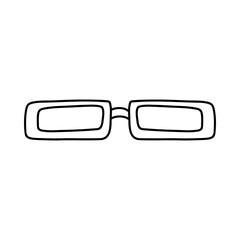 Hand drawn doodle glasses. Vector sketch illustration of black outline eyeglasses, linear icon, sunglasses for print, coloring page, design, logo