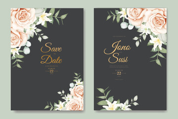 Save the Date Flower Roses Watercolor  