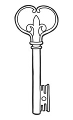 Drawn key in line style.
