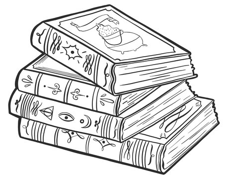 Flat icon stack of books, . Design element black line color in transparent background.Clipart png symbol.

