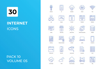 Internet icons collection. Set contains such Icons as access, communication, computer,  more 