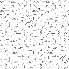 Seamless pattern with doodle lines in retro modern style