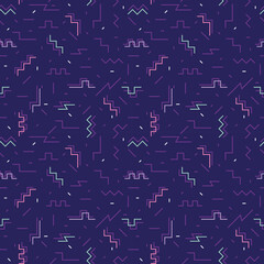 Seamless pattern with doodle lines in retro modern style