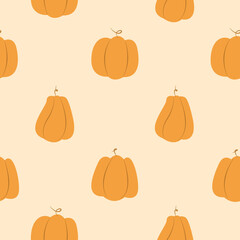 illustration of a pumpkin seamless pattern as a background for gift wrapping, printing on clothes and utensils, the concept of autumn and the holiday of halloween.