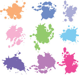 Stylish abstract Ink brush stroke collection colored on white background