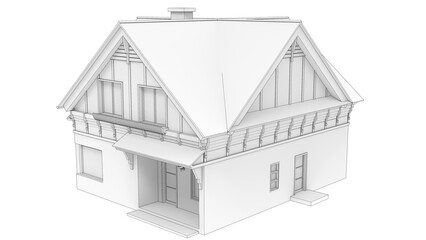 3D rendering - detailed sketched residential house