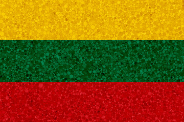 Flag of Lithuania on styrofoam texture. national flag painted on the surface of plastic foam
