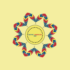 Native american indian heritage month. Vector banner, poster, card for social media with the text National native american heritage month. Background with a national ornament, a pattern of feathers