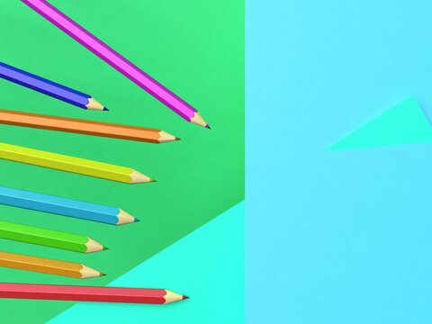 3d rendering of various coloured pencils