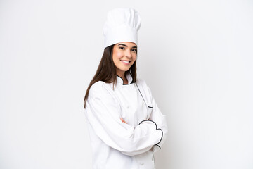 Young Brazilian chef woman isolated on white background with arms crossed and looking forward