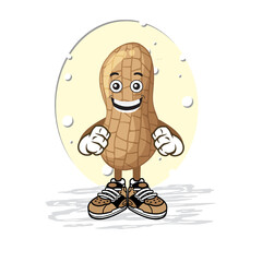 peanut cute characters with kawaii faces cartoon illustration. doodle character.